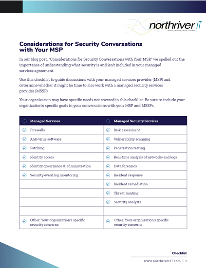 Checklist: Considerations for Security Conversations with Your MSP